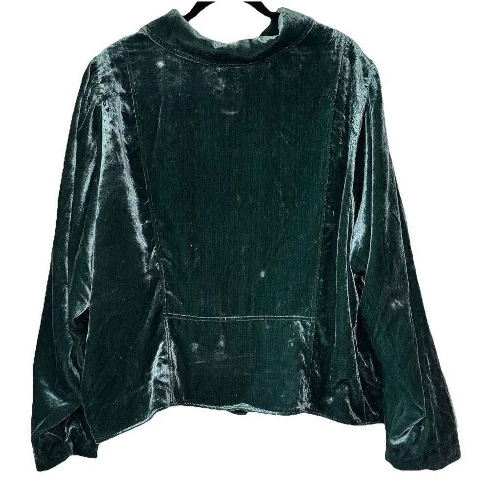 Torrid Velveteen Moto Jacket Mottled Texture‎ 4/26US Botanical Garden Green Zip